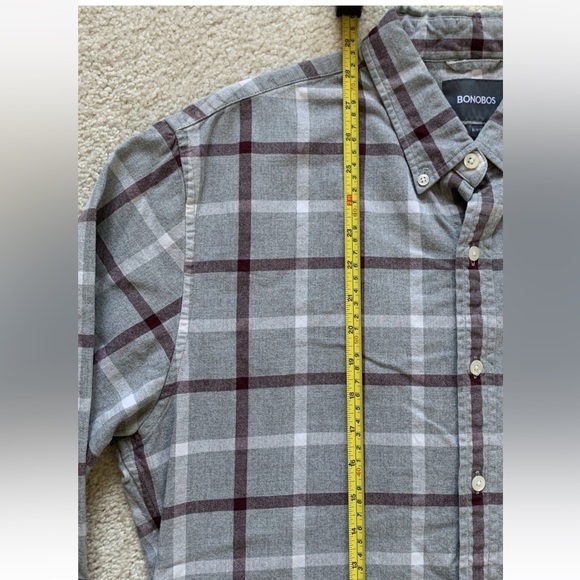 Bonobos Button Down Shirt Mens XL Slim Fit Gray Plaid Long Sleeve Cotton Office - Picture 9 of 10